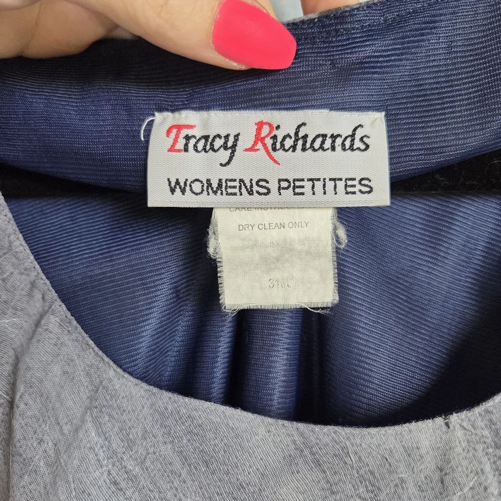Vintage Y2K Tracy Richards 16P Floral Bias Cut Midi Dress Blue Gray Fairy Grunge